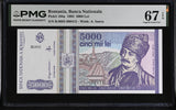 Romania 5000 Lei 1993 P 104 a Superb Gem UNC PMG 67 EPQ , WTM A Iancu