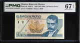 Mexico 10 Pesos 1992 ND 1994 P 99 Superb Gem UNC PMG 67 EPQ
