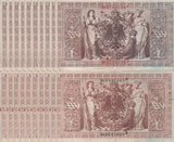 Germany SET 2x LOT 5= 10 PCS 1000 Mark 1910 Green+Red Seal P 44 45 Fine Circulat