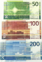 Norway SET 3 UNC 50 100 200 Kroner 2016-2017 P 53 54 55
