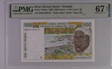 WEST AFRICAN STATES SENEGAL 500 Francs 2002 P 710Km Superb Gem UNC PMG 67 EPQ