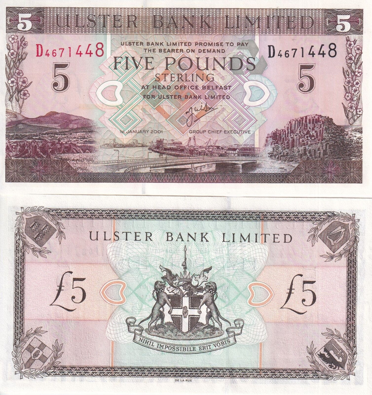 Northern Ireland 5 Pounds 2001 P 335 C UNC
