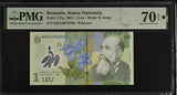 Romania 1 Leu 2024 P 117 p Polymer Superb Gem UNC PMG 70 EPQ Extra Star TOP POP