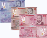 Mozambique set 3 UNC 20 50 100 Meticais 2024 Polymer New family P 155 156 157