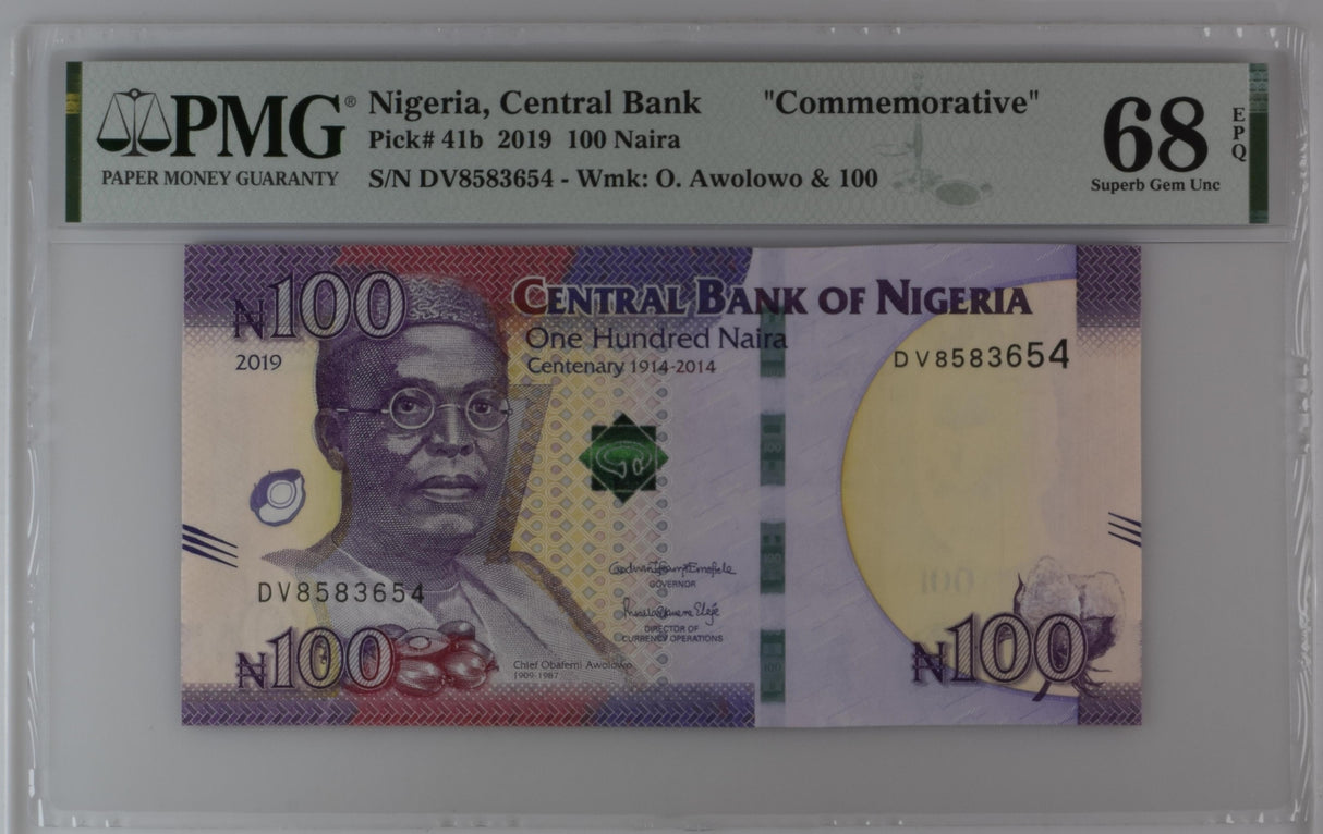 Nigeria 100 Naira 2019 P 41 b Commemorative Superb Gem UNC PMG 68 EPQ