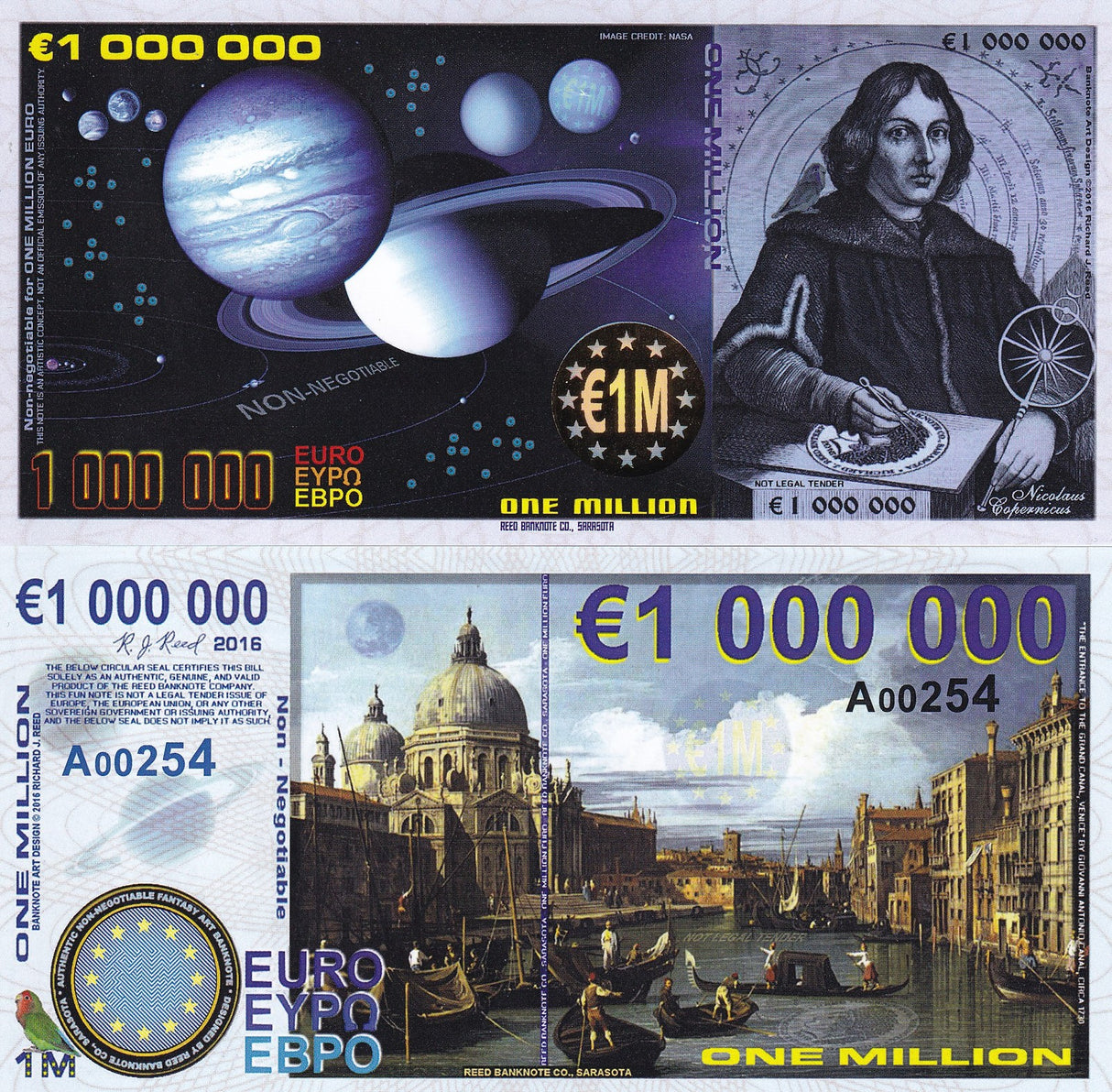 Europe 1000000 One Million Euro Polymer Copernicus SPECIMEN Fantasy