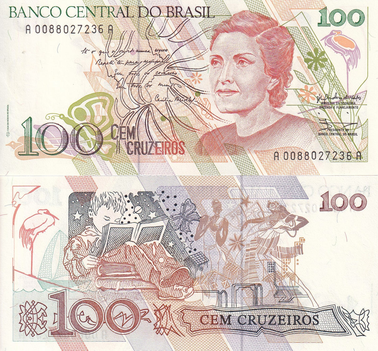 Brazil 100 Cruzeiros ND 1990 P 228 UNC