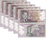Mauritius 25 Rupees 2021 P 64 NEW Sign Polymer UNC LOT 5 PCS