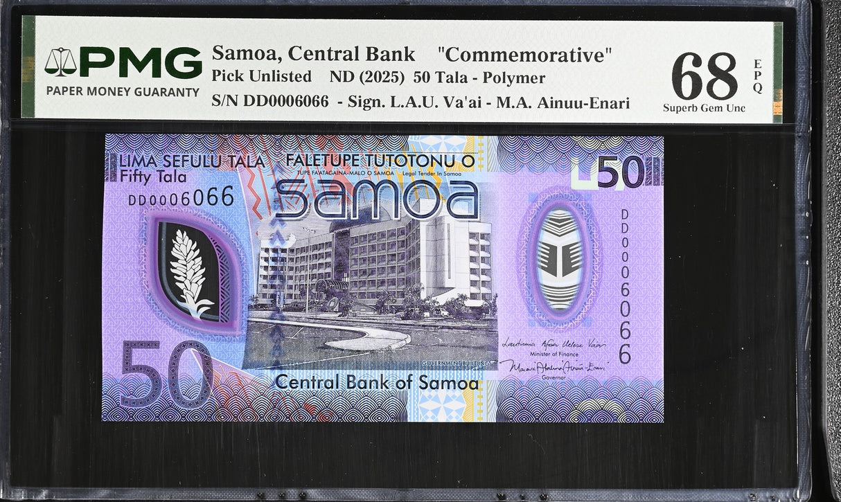 Samoa 50 Tala ND 2025 Polymer #0006066 Commemorative Superb Gem UNC PMG 68 EPQ