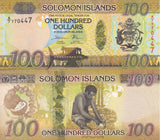 Solomon Islands 100 Dollars ND 2015 P 36 b UNC ,Printer , TDLR, Coconut harvest