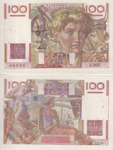 France 100 Francs 1947 P 128 b AUnc With Pin holes