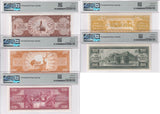 Philippines Set 5; 5 10 20 50 100 200 Pesos 1949 P 136-140 Gem UNC PMG 65 66 EPQ