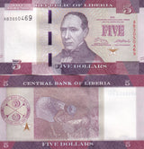 Liberia 5 Dollars 2016 P 31 UNC