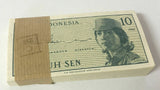 Indonesia 10 Sen 1964 P 92 UNC LOT 25 PCS 1/4 BUNDLE ,Female volunteer