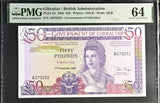 Gibraltar 50 Pounds 1986 P 24 Choice UNC PMG 64