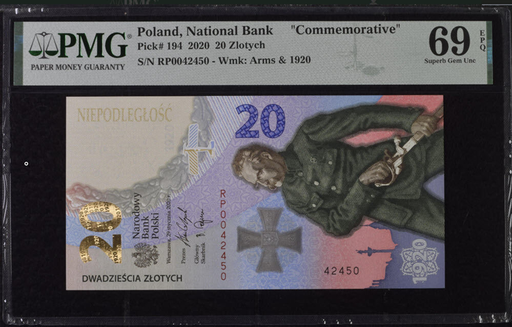 Poland 20 Zlotych 2020 P 194 Commemorative Superb Gem UNC PMG 69 EPQ