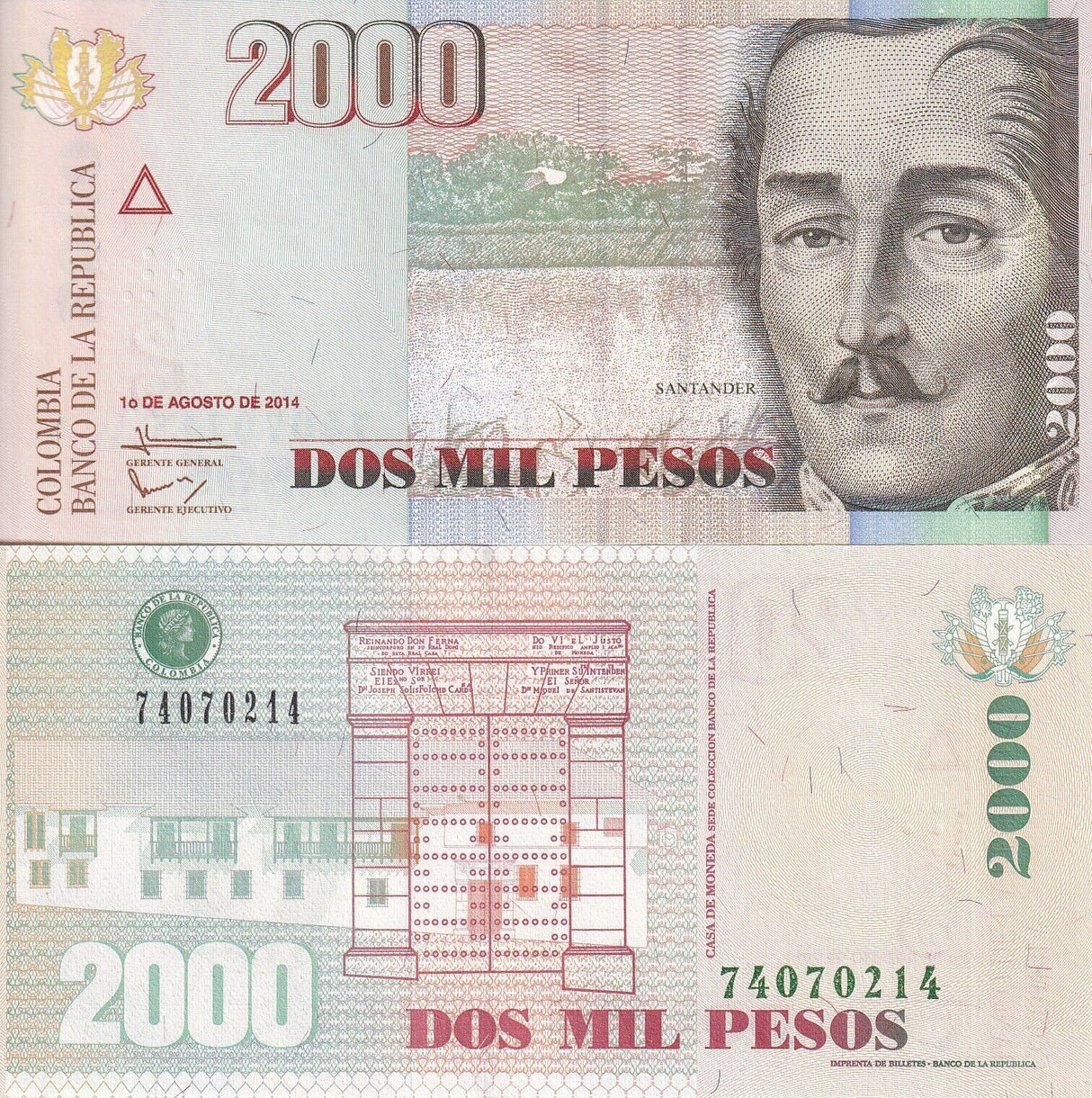 Colombia 2000 Pesos 2014 P 457 UNC