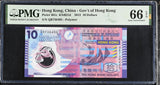 Hong Kong 10 Dollars 2012 P 401 c Polymer Gem UNC PMG 66 EPQ