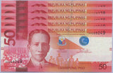 Philippines 50 Pesos 2020 P 224 UNC with Blind Mark Lot 5 pcs
