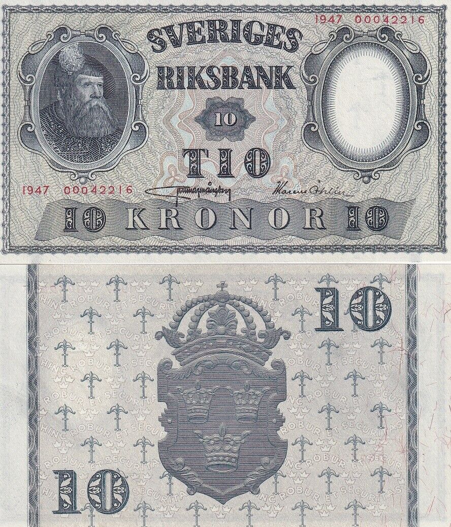 Sweden 10 Kronor 1947 P 40 AUnc
