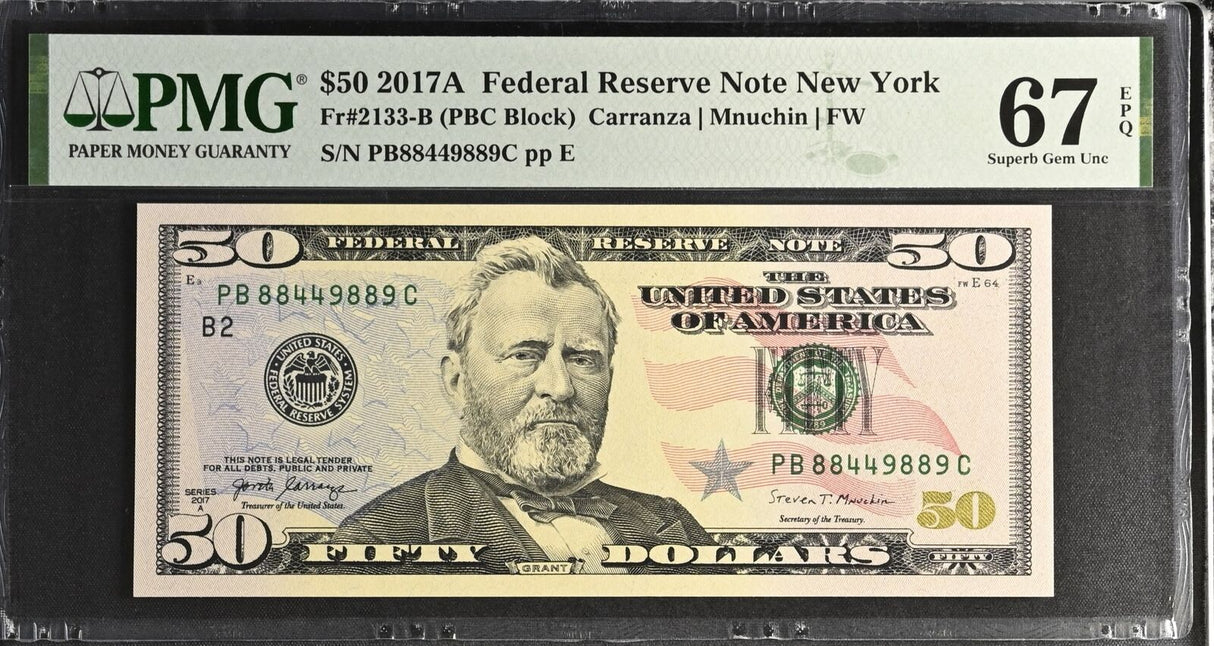 United States 50 Dollars USA 2017A P 547 New York Superb Gem UNC PMG 67 EPQ