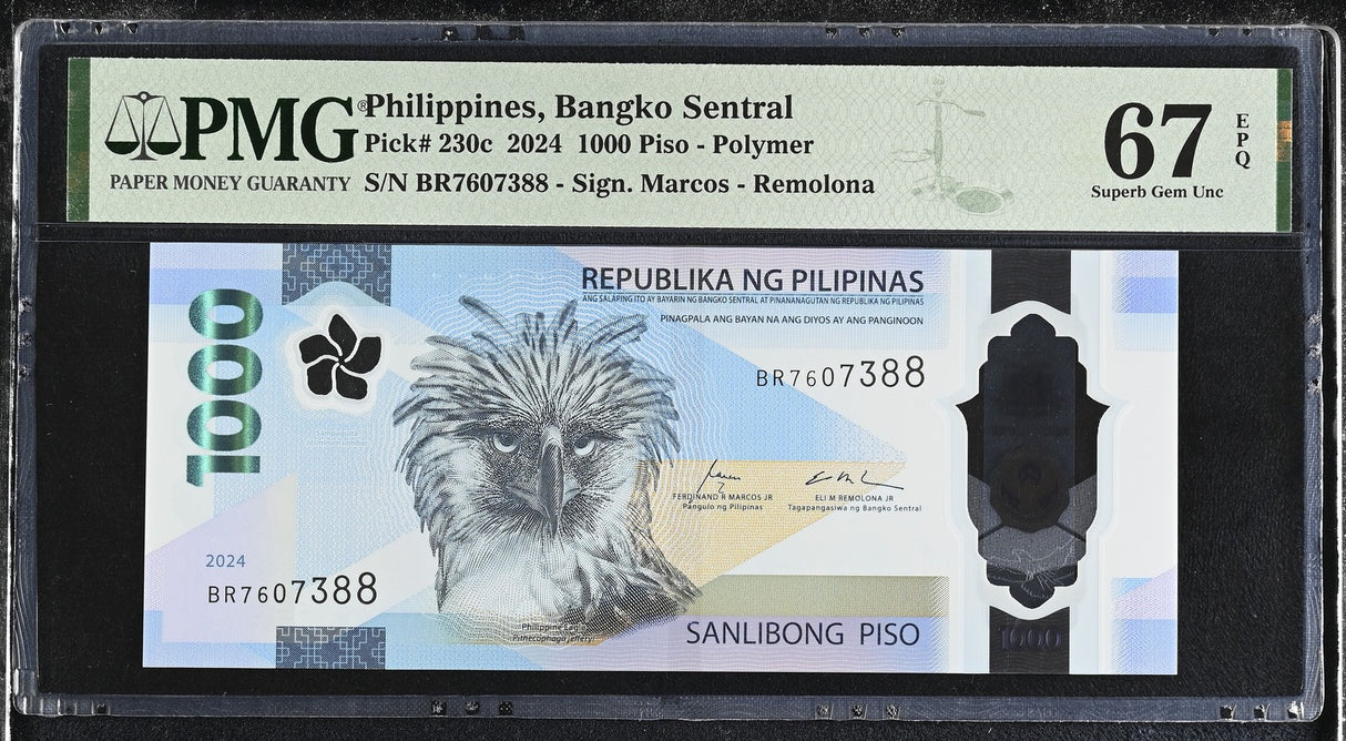 Philippines 1000 Piso 2024 P 230 c Superb Gem UNC PMG 67 EPQ