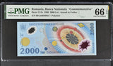 Romania 2000 Lei 1999 P 111 b 001A Polymer Commemorative Gem UNC PMG 66 EPQ