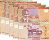 Namibia 20 Dollars 2022 P 17 UNC LOT 5 PCS ,Red Hartebeest ,Windhoek