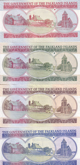 Falkland Islands Set 4 UNC 5 10 20 50 Pounds 1990 - 2011 P 16 17 18 19