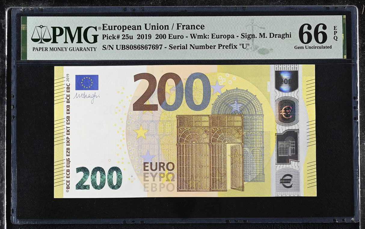 Euro 200 Euro France 2019 P 25 u Gem UNC PMG 66 EPQ