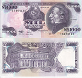 Uruguay 1000 Nuevos Pesos ND 1992 P 64A AUnc ,Edificio Independencia