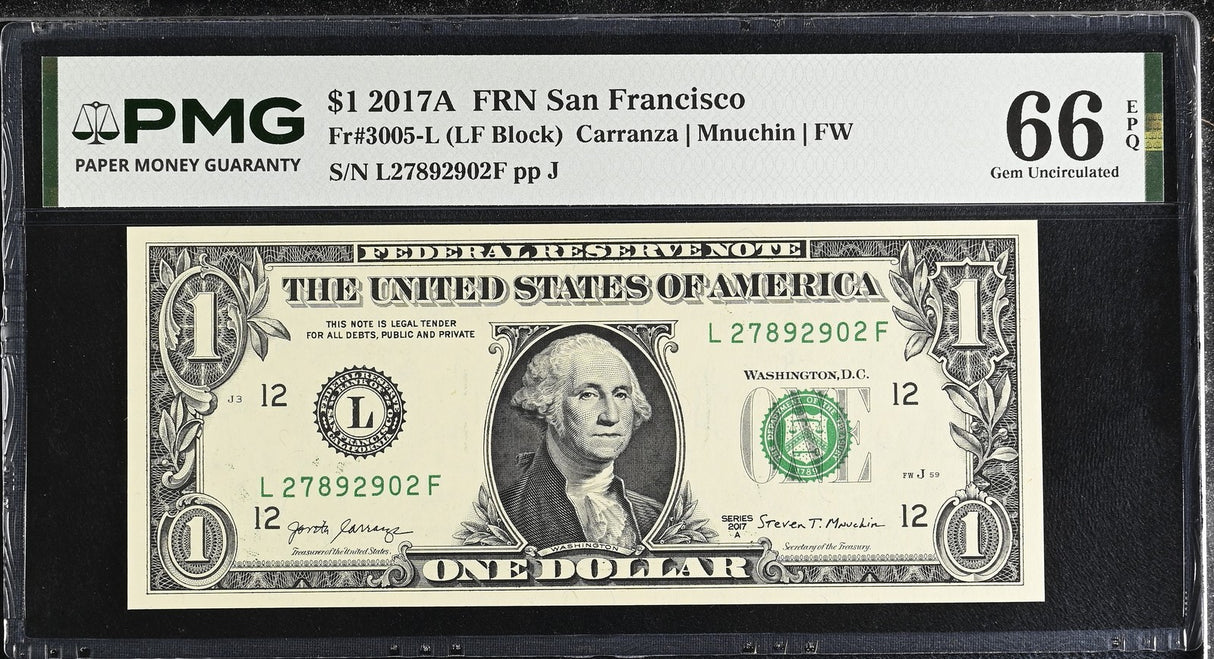 United States 1 Dollar USA 2017A P 544 San Francisco Gem UNC PMG 66 EPQ