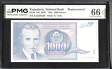 Yugoslavia 1000 Dinara 1991 P 110* Replacement GEM UNC PMG 66 EPQ