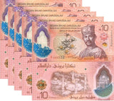 Brunei 10 Dollars 2024 / 2026 P NEW Design Polymer UNC LOT 5 PCS
