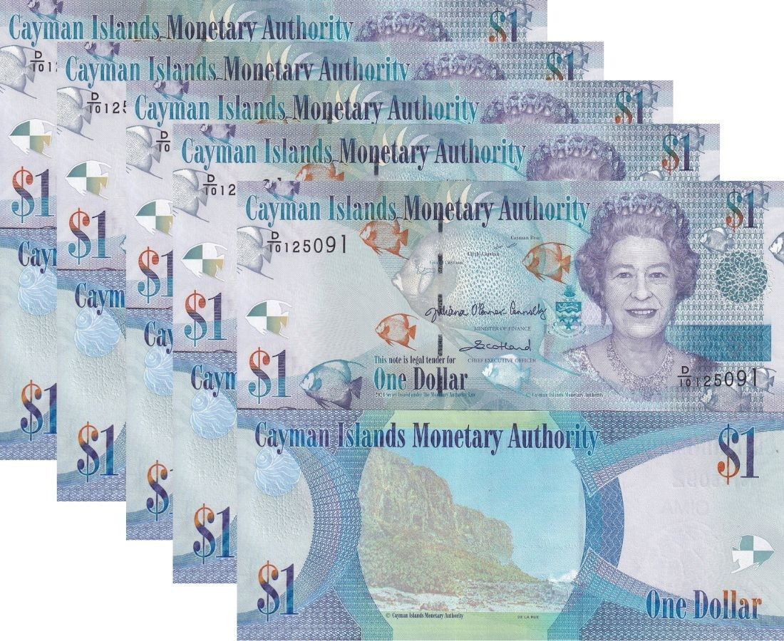 Cayman Islands 1 Dollar 2024/2025 P 38 D/10 New Sign UNC LOT 5 PCS
