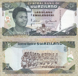 Swaziland 5 Emalangeni ND 1995 P 23 a Aunc
