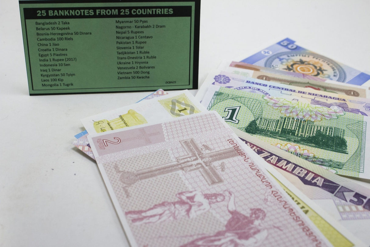 World Collectible Set 25 banknotes 25 different countries UNC