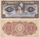 Paraguay 5 Pesos L. 26-12-1907 P 156 UNC