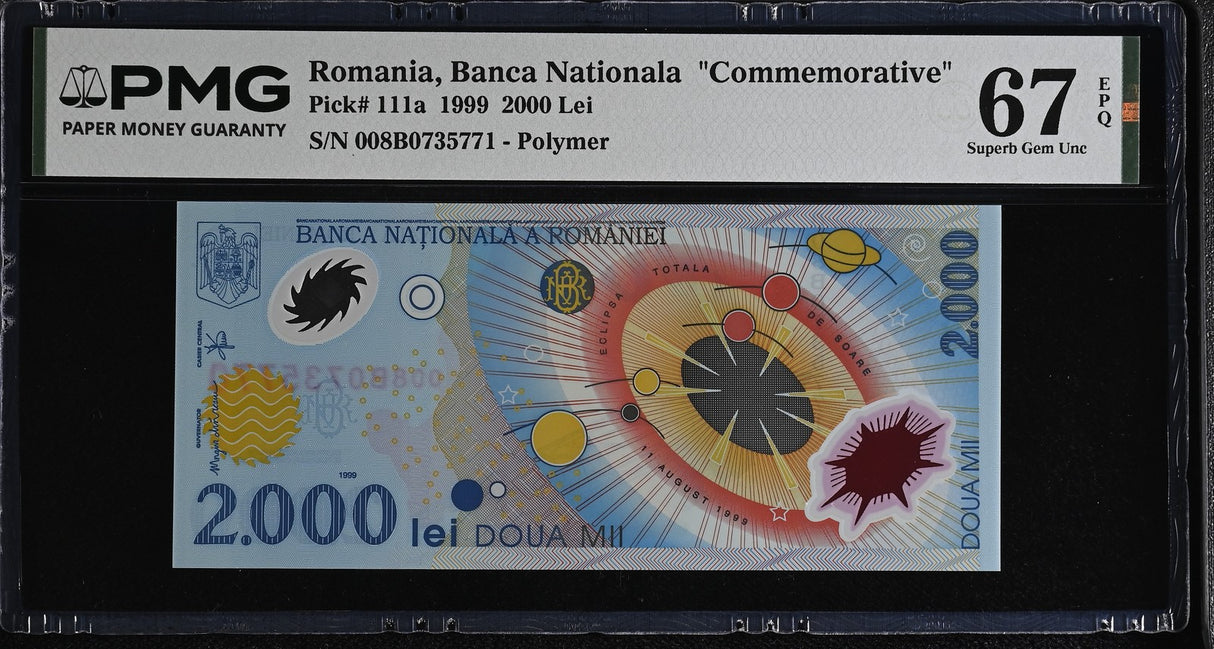 Romania 2000 Lei 1999 P 111 a Polymer Comm Superb Gem UNC PMG 67 EPQ