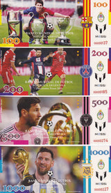 Messi Set 4 PCS 100 200 500 1000 pesos Banco Mundial de Football 2025 FANTASY