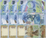 Russia Set 3 X LOT 3 = 9 UNC 100 Rubles 2014 /2015/2018 Comm. P 274 275 280