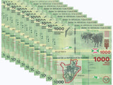 Burundi 1000 Francs 2021 P 51 UNC, Bird, arms, flag, cattle LOT 10 PCS