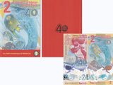 East Caribbean 2 Dollars 2023 2024 40th P 61 Polymer Comm. UNC With Folder