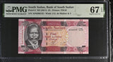 South Sudan 5 Pounds ND 2011 P 6 Superb Gem UNC PMG 67 EPQ
