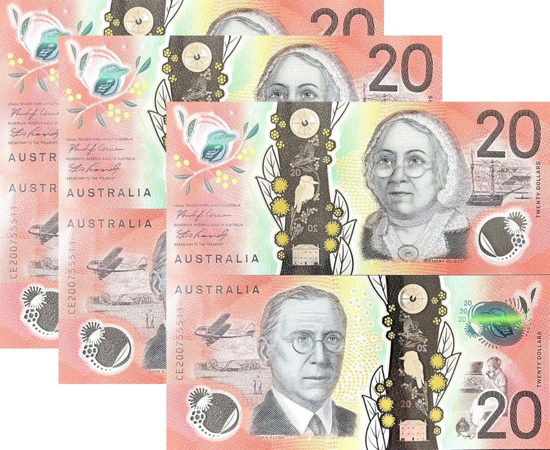 Australia 20 Dollars 2020 P 64 New Sign Polymer UNC LOT 3 PCS