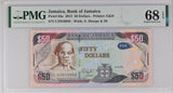 Jamaica 50 Dollars 2013 P 94 a Superb Gem UNC PMG 68 EPQ