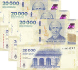 Argentina 20000 Pesos 2024 P 370 New Series UNC LOT 3 PCS