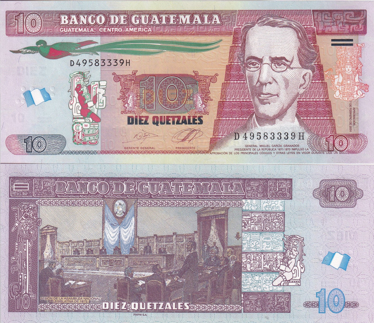 Guatemala 10 Quetzales 2024 2026 New Sign Date P 123A UNC ,PWPW