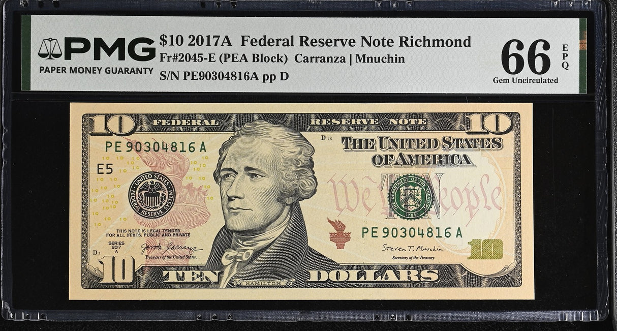 United States 10 Dollars USA 2017A P 545B E Richmond Gem UNC PMG 66 EPQ