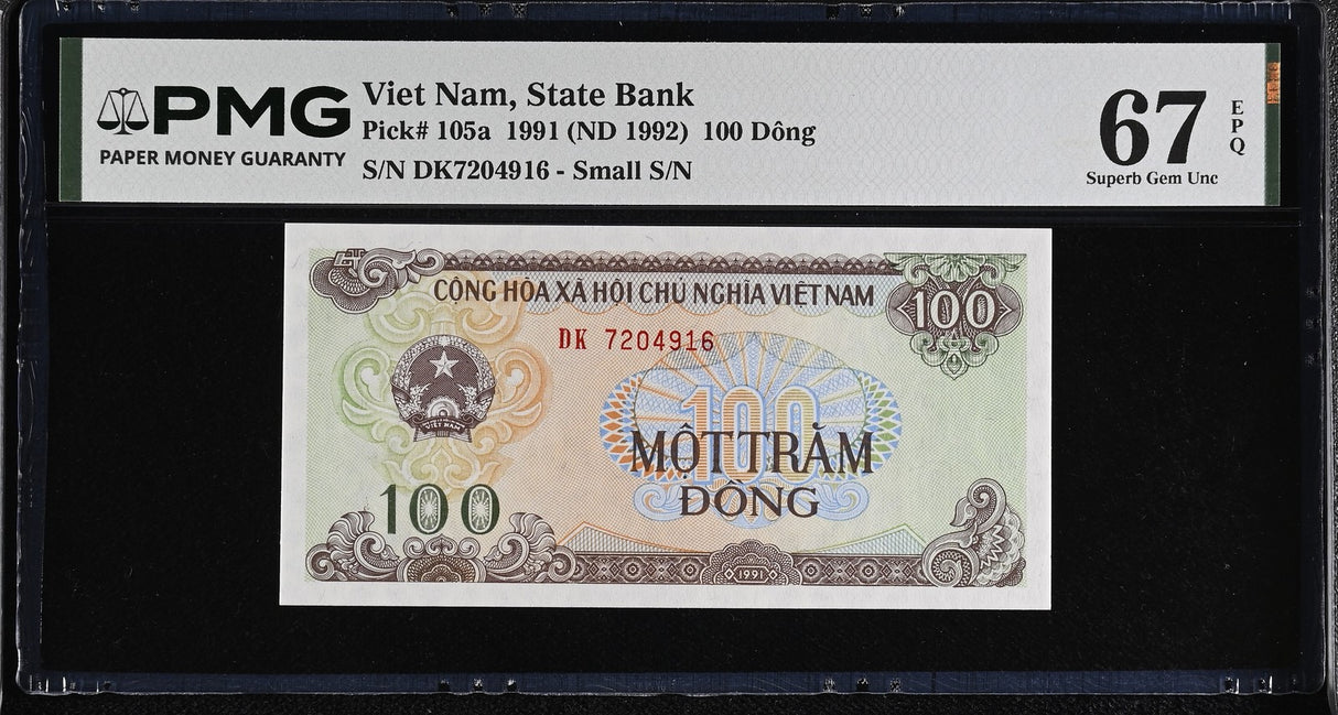 Vietnam 100 Dong 1991 ND 1992 P 105 a Superb Gem UNC PMG 67 EPQ